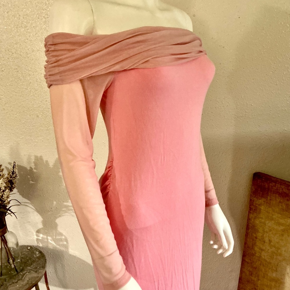 Elegant Off-Shoulder Pink Dress